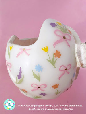 Classic Spring Flowers and Bows Cranial Band Decals (Baby Helmet Not Included)
