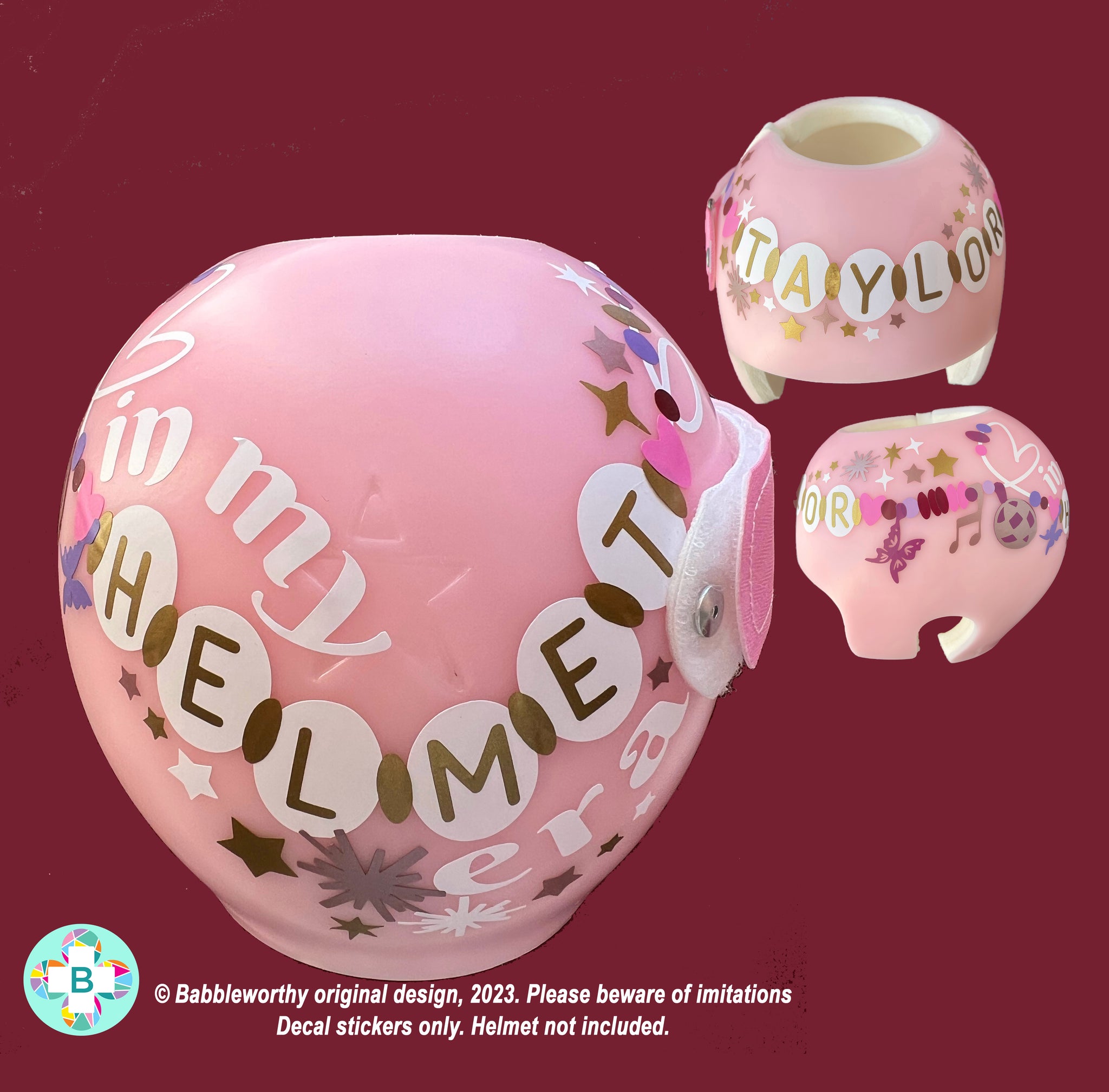 Babbleworthy helmet stickers, cranial band stickers, starband baby girl helmet, starband stickers, starband design, cranial band girl, helmet hair don't care, helmet bows