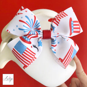 *LIMITED STOCK* 4th of July Unicorn Baby Girl Cranial Band Helmet Bow for Starband Doc Band
