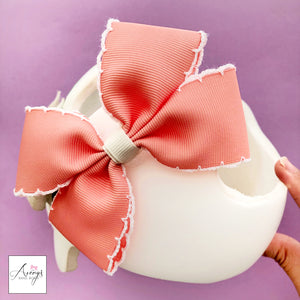 *VERY LIMITED STOCK* Apricot Baby Girl Cranial Band Helmet Bow for Starband Doc Band