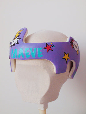Cranial Band Starband Doc Band Baby Helmet Decals , Personalized Superhero Comicbook Design for Baby Girl Helmet