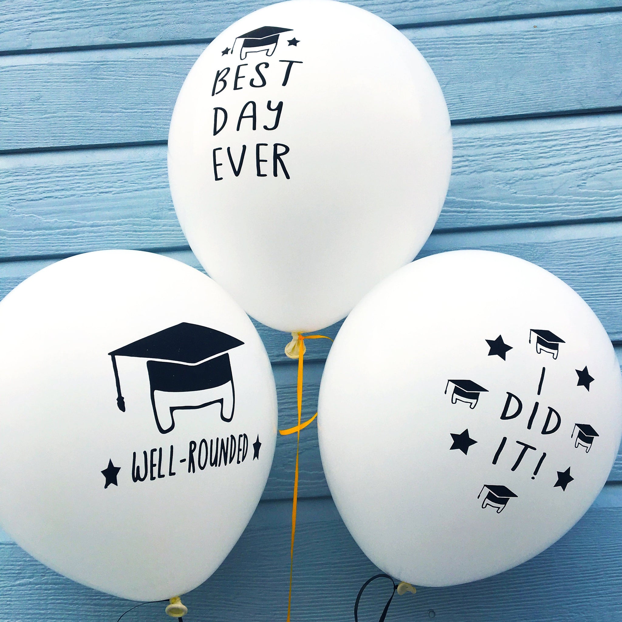 Helmet Grad Balloons, Cranial Starband Docband Graduate  5 Pack White 12" Balloons
