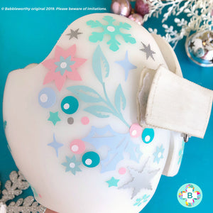 Snowflake Floral Shine Winter Holiday Baby Helmet Decals