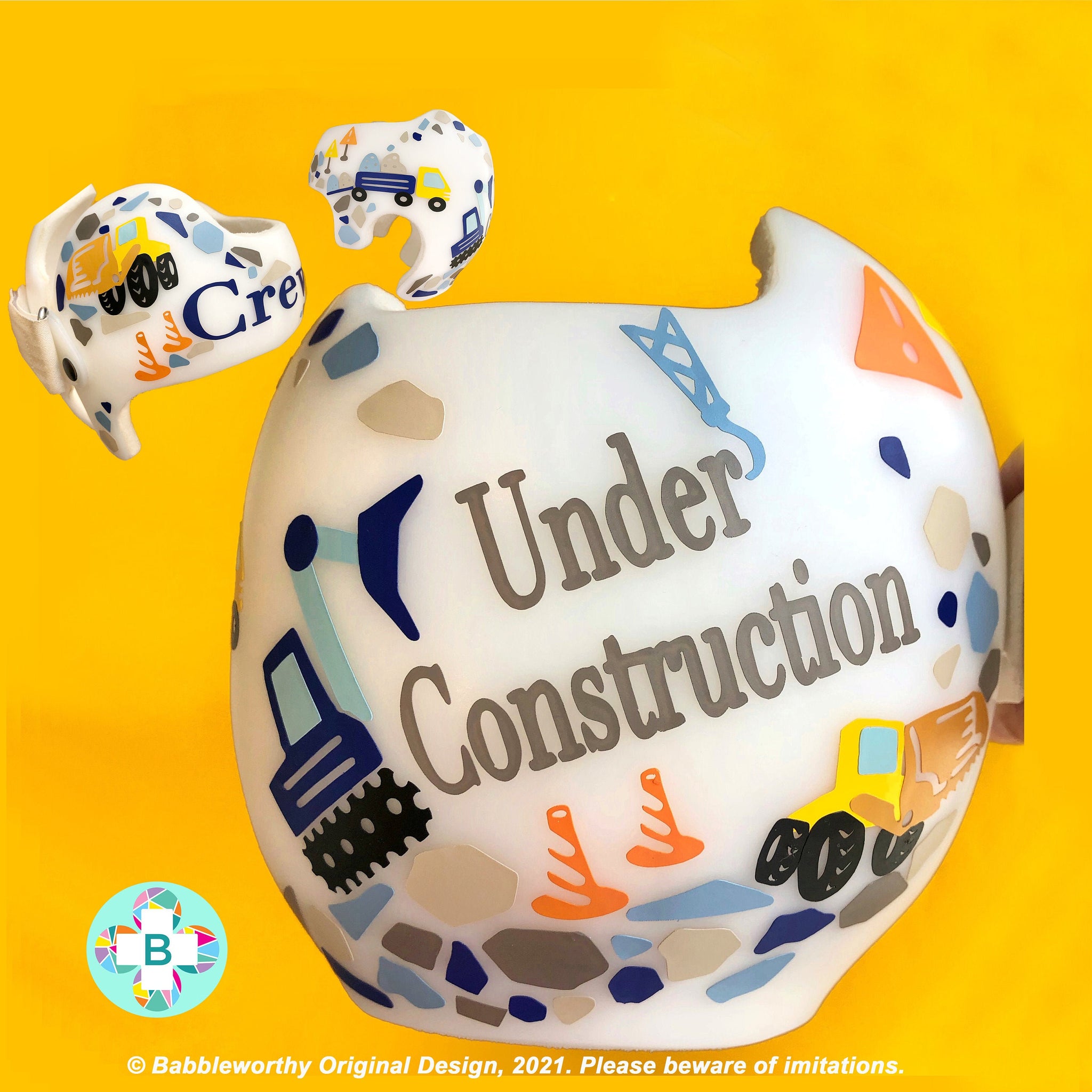 Under Construction Truck Cranial Band Decoration Decals