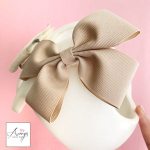 *LIMITED STOCK* Baby Girl Cranial Band Bow for Plagio Cranio Helmet, Oatmeal
