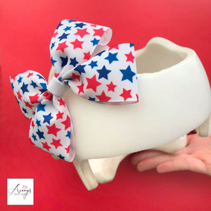 *LIMITED STOCK* Patriotic Stars Baby Girl Cranial Band Helmet Bow for Starband Doc Band