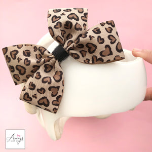 Leopard Baby Girl Cranial Band Helmet Bow for Starband Doc Band