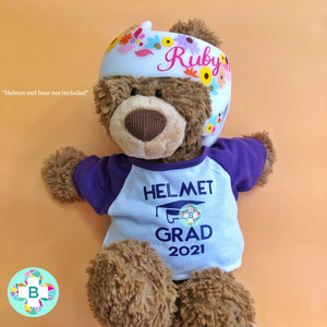 Copy of Baby Helmet Cranial Band Bear Graduation Shirt, Starband Doc Band Graduate Girl Teddy Bear Shirt- Purple Sleeves