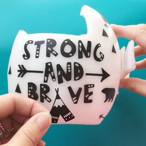 Strong and Brave Monochrome Modern Baby Helmet Decals