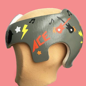 Boy Cranial Band Design Decals, Baby Helmet Stickers, Rock and Roll Music