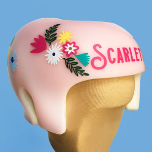 Cranial Band Decoration for Baby Girl Helmet, Botanical Floral Themed Decal Stickers