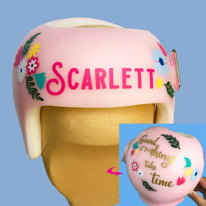 baby helmet decoration ideas, babbleworthy, starband baby helmet, plagiocephaly daughter helmet, cranial band bow, cranial band accessories, cranial band wrap vs decals, cranial band stickers