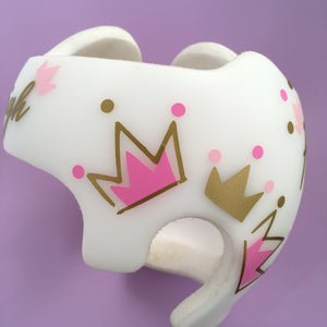 Princess Baby Girl Helmet Decals, Crown and Dot Gold and Pink Fixing My Crown Stickers