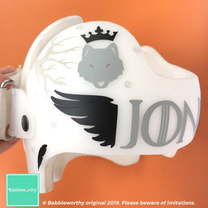 Jon Snow Game of Thrones Inspired Cranial Band Baby Helmet Sticker Decals